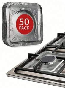 10/20/30/40/50pcs Disposable Aluminum Foil Gas Stove Oil Splash Guard, Square Resistant High Temperature Gas Stove Waterproof, Oil-Proof Cover Cleaning Pad For Kitchen Stove - Multicolor - View 1