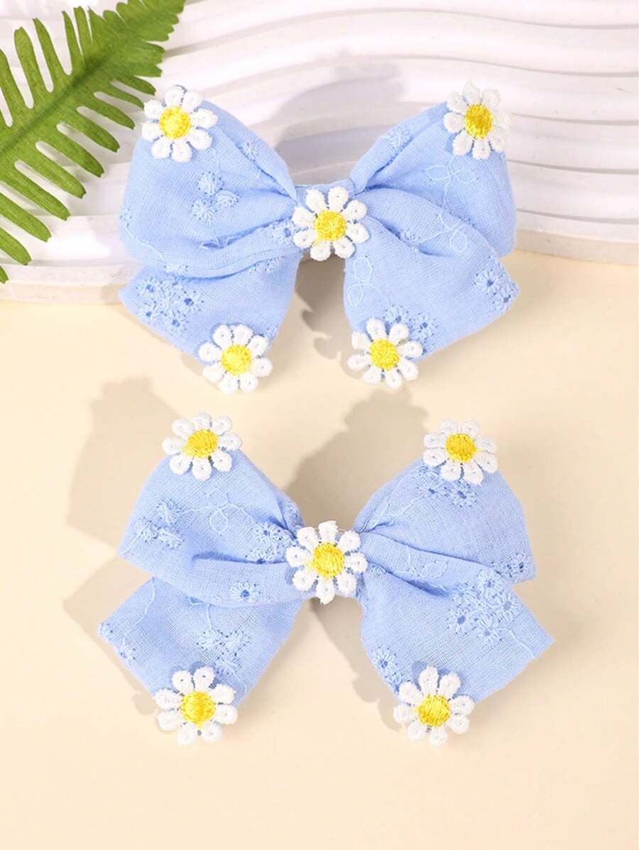 2pcs/Set Jepit Rambut Anak Perempuan, Jepit Rambut Linen Motif Ceri, Aksesori Rambut Minimalis untuk Sehari-hari, Cocok untuk Remaja - MultiWarna - View 1