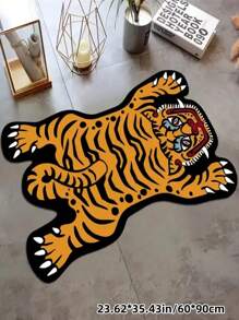 1 件不对称形状老虎地毯，卧室床边垫