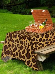 1 khăn trải bàn in họa tiết động vật - Họa tiết báo/hổ/ngựa vằn/hươu cao cổ, khăn trải bàn polyester nhiều kích cỡ, thích hợp cho trang trí sở thú/sinh nhật, tiết lộ giới tính, đám cưới và dã ngoại ngoài trời - Nhiều màu - Xem 6