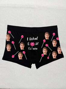 1-Piece Set For Husband/Boyfriend Custom Boxing Shorts, Norollwaistband Shorts,Winter, Popular Anniversaries/Birthdays/Gifts For Him, Men's Printed Face Underwear, Anniversaries, Ideal Gifts For Holidays Boyfriend Bedroom, Living Room, Custom Photo Boxing Shorts, Couple Gift Sequins , Colorful Custom,