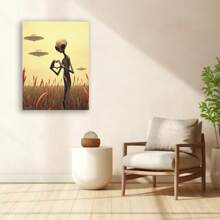 Framed Alien Embrace Heart Gesture    Canvas Art For Home & Office Decor, Perfect For Bedroom, Living Room, Kitchen, And More, Funny, Wall Decor, Hotel & Cafe, Perfect For Room Decor - 框架 - 查看 1