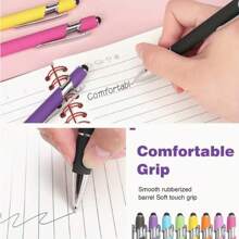10pcs/Set 2-In-1 Retractable Ballpoint Pen And Stylus Pen Combo - Touch Screen Metal Stylus Pen With 1.0mm Black Ink (Mixed Colors)