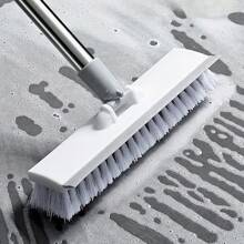 Long Handle Floor Matte Brush Hard Bristles 2 In 1 Shower Brush With Scraper To Clean The Kitchen, Walls, Tile, Grout, Bathtub And Carpet, Brush Broom Scrubbing Garage, Patio Deck
