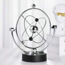 1pc Modern Stainless Steel Newton's Cradle Balance Balls, With Smooth Swinging Balls, Plastic Cradle, Creative Desk Decoration, Larger Size And More Stable!(6.3" Modern Design) Hypnotic Motion Stress Relief Gift,Sturdy Base Office Desk Decor For Adults,Zen Home/Workplace Decoration - Black - View 9