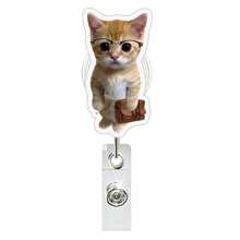 1 Pc Cute Cat Retractable Rotating Badge Reel With Alligator Clip ID Badge Holder - Multicolor - View 16