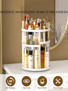 Soporte giratorio de carrusel de maquillaje ajustable para bricolaje, Organizador de maquillaje, caja de almacenamiento giratoria para cosméticos de 360 grados, gran capacidad, se adapta a tóner, cremas, brochas de maquillaje, lápices labiales y más - Multicolor - Ver 5