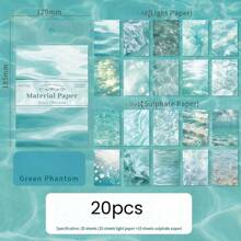 20 张水波和浮光系列 DIY 剪贴簿纸质用品美学纸质用品装饰纸材料用于 DIY 剪贴簿日记相册工艺品，适用于成人和青少年的书写绘画旅行日记 DIY 艺术工艺品、剪贴簿计划器子弹（粉色、蓝色、金色、紫色、灰色、绿色） - 彩色 - 查看 9