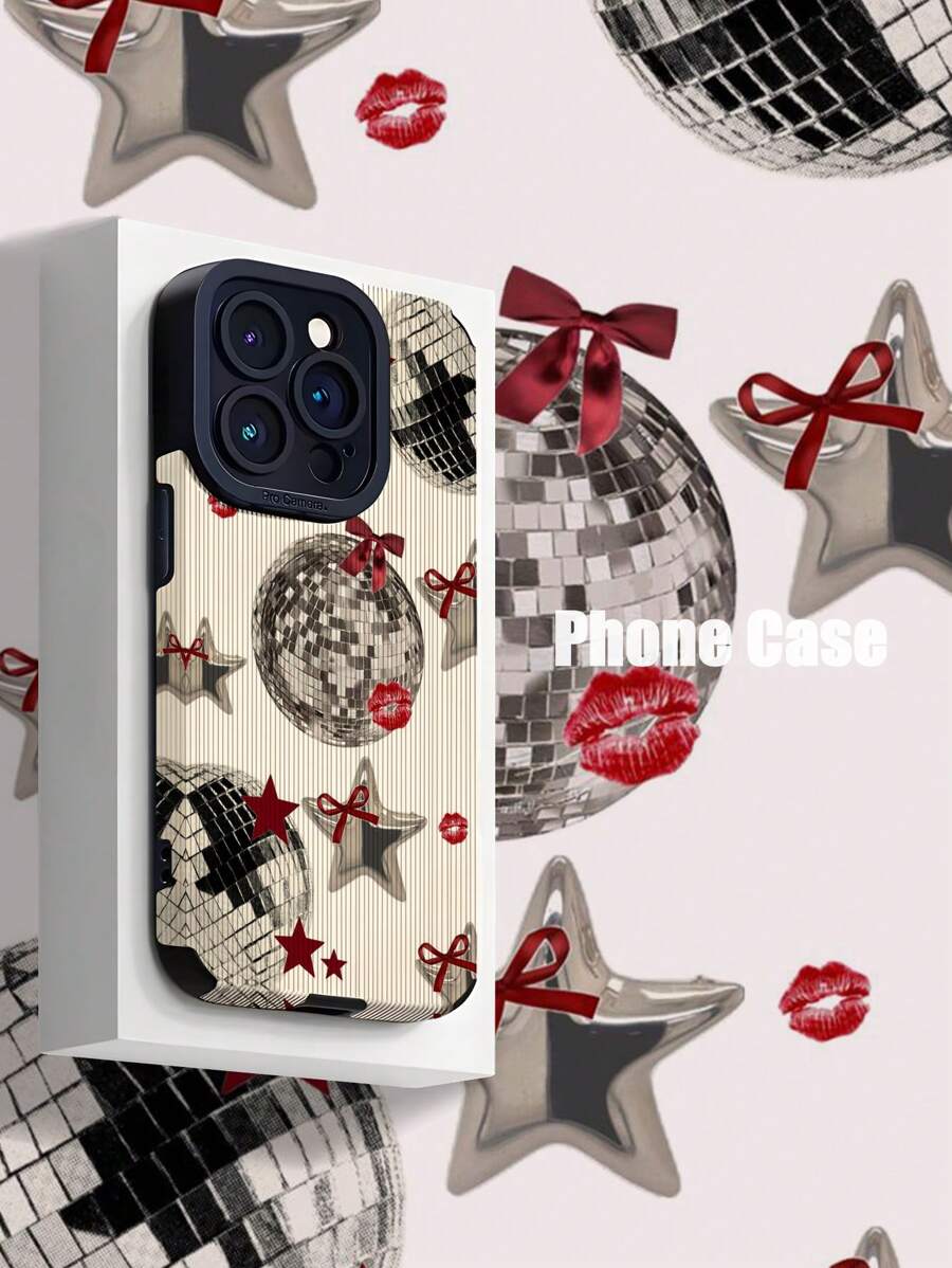 1 件简约闪亮樱桃拼布图案经典垂直仿皮软保护手机壳适用于 16/16PLUS/16PRO/16PROMAX 防水防震防摔防刮 - 彩色 - 查看 1