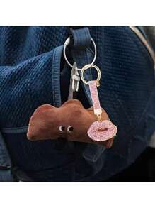 1pc Creative Rhinestone Lip Key Chain, Luxury Niche Design Car Key Decor Pendant, Bag Decoration Keychain