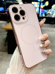 1 chiếc ốp lưng điện thoại từ tính mạnh, mạ điện, trong suốt, tương thích với iPhone 17 Air 16 15 14 13 12 Pro Plus Max, hỗ trợ sạc không dây, mặt lưng silicon mềm. - Hồng - Xem 2