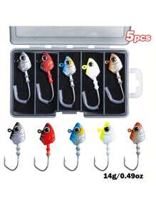 Goture 5/6/7pcs Swimbait Jig Heads, Colored Lead Jig Head Hooks For Freshwater Saltwater Fishing, Painted Fishing Jig Hooks For Trout Bass Walleye Crappie Fishing, 5 Colors Swim Jig Heads With Tackle Box - Multicolor - View 7