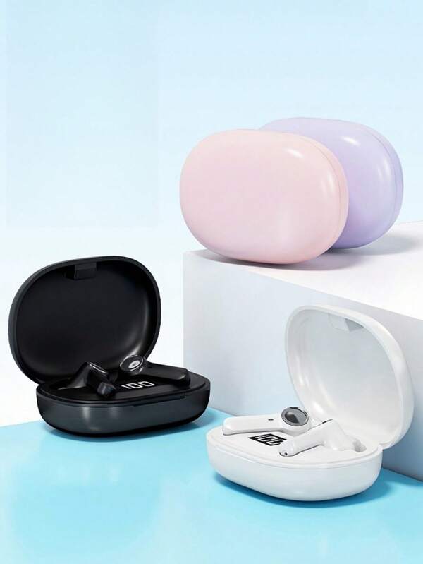 WoSD Fones de Ouvido Gêmeos WoSD, Fones de Ouvido para Casais, Fones de Ouvido Sem Fio Duplos com Estojo de Recarga, Visor LED, Controles Táteis, Isolamento Acústico, Longo Alcance, Bateria Recarregável de Polímero de Lítio, Compatível com Dispositivos Apple e Android