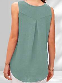 Plus Women's Crew Neck Ruched Tank Top - Mint Green - View 2
