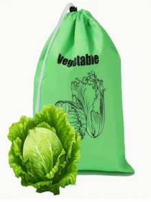 Set de 3 bolsas de almacenamiento con cordón de protección fresca, bolsas reutilizables para plátanos, tomates, lechugas para la cocina, oficina, dormitorio, cajas de almacenamiento abiertas para organización del hogar