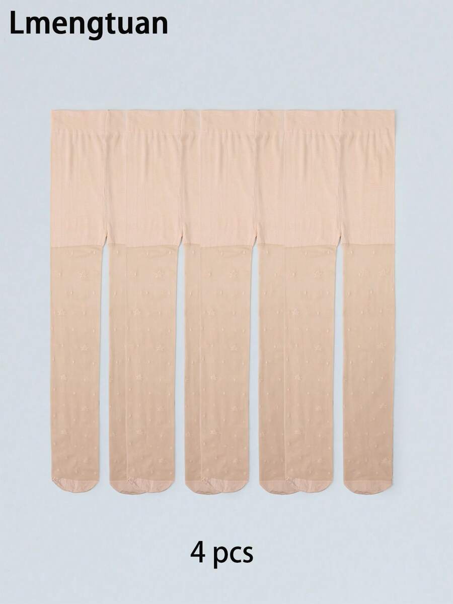 4 Pairs Kids Star Pattern Thin Tights/Pantyhose, Suitable For Spring/Summer