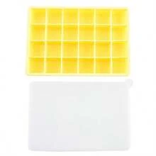 食品友好型硅胶冰块模具，带有 24 个方块和盖子，可轻松取出冰块。 - 彩色 - 查看 4