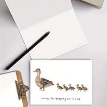 1pc Humorous Mother's Day Watercolor Duck Card With Envelope – "Thanks For Keeping Me In Line" – Adorable Duck Family Design, Perfect Thank You Gift For Mom From Son Or Daughter, Ideal For Mother's Day, Birthdays, Or Greetings - Multicolor - View 6