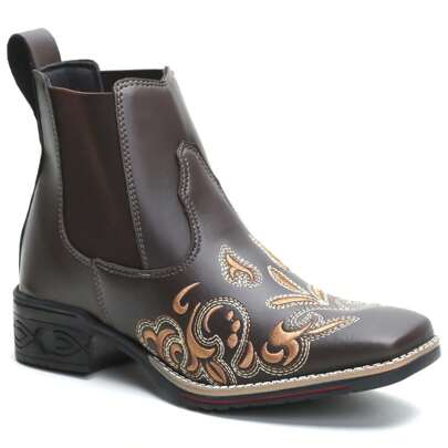 Botina Bota Feminina Cano Curto Country Texana Rodeio Roça Cor Café Envio Imediato Cowboy Floral Orange botas feminina elegant