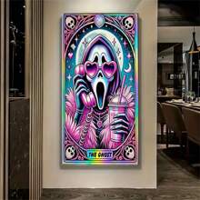 DIY Diamond Painting Kit - Colorful Cartoon Skull Pattern, Includes Round And Square Diamonds, Handmade Mosaic Art, Home Decor, Craft Supplies Gift Set - Multicolor - View 7