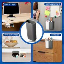 1 hộp đựng bút để bàn, hộp đựng bút chì kẹp, hộp đựng đồ dùng văn phòng dính, bộ hộp đựng đồ để bàn bằng nhựa PP có keo dán chắc chắn và cạnh tròn - Nhiều màu - Xem 5