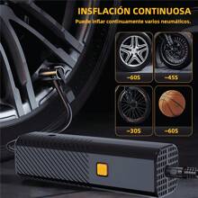 Compresor de Aire Portátil 150 PSI – Inflado Rápido, Compacto, Recargable, Seguro y Fácil de Usar para Autos, Bicicletas y Más - Negro - Ver 2