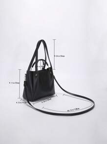 Women's Fashionable Versatile Solid Color Tote Shoulder Bag - Black - View 4