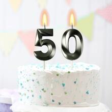 1支生日派对蛋糕装饰蜡烛，镀金数码黑色精致生日蜡烛，婚礼和生日用品，家居和派对装饰 - 黑色 - 查看 7