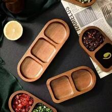 1pc Wooden Compartment Seasoning Tray, Multi-Size Serving Dish, Snack Plate, Jewelry Storage Tray, Home Use