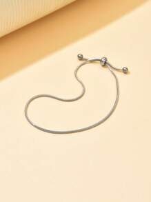 1pc Fashionable Snake Chain Stainless Steel Bracelet, Minimalist Design For Women, Versatile Everyday Wear, Suitable For Parties, Celebrations And Holidays