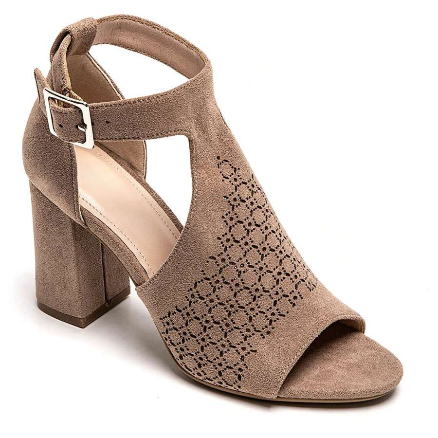 Fashionable Versatile Solid Color Open Toe High Heel Sandals - Khaki - View 1