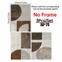 3pcs Have Framed Canvas Painting And Poster, Ready To Hanging, Bohemian Style - Abstract Graphic Art Home Decor, Wall Art, Room Decor, Home Murals, Hd Printing, Ideal For Gifts, Living Room, Bedroom, Dining Room, Office Decoration Picture, With Frame Birthday Graduation