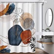 Juego de 1/4 cortinas de baño impermeables con estampado bohemio, que incluye alfombrilla y tapa de váter a juego. Diseño abstracto medieval con elementos geométricos, hojas y plantas de colores. Ganchos incluidos. Material de poliéster lavable. Perfecto como regalo del Día de la Madre, regalo personalizado para mamá, regalo de última hora, ideas del Día de la Madre, regalos del Día de la Madre Domingo, tarjetas hechas a mano para mamá, mejores regalos del Día de la Madre por menos de $50