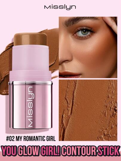MISSLYN 1Pc You Glow Girl! Contour Stick, Natural Matte Sculpting, Facial Contour Stick For Cheeks/Nose/Jawline, Face Bronzer & Contour Palette, Daily/Y2K/Summer, Golden Bronze/Sun-Kissed/Sculpted Face, Bronzer Powder, Halloween Makeup