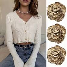 Vintage Flower Metal Buttons 10pcs - Antique Rustproof Sewing Buttons For Dresses Blouses Skirts, Boho DIY Crafts Clothing Accessories, Bulk Premium Garment Buttons
