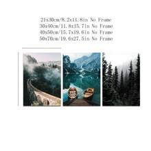 3pcs Lake Boat Misty Forest Lake Boat Nature Landscape Picture Poster, Nordic Canvas Print Painting, Living Room Decoration, No Frame Gifts Birthday Graduation