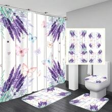 1 szt./4 szt. Kwiatowy wzór roślinny i liściasty wielofunkcyjny zestaw dekoracji łazienkowych, zawiera wodoodporną zasłonę prysznicową z 12 haczykami, matę antypoślizgową, matę podłogową w kształcie litery U, okrągłą pokrywę deski sedesowej, odpowiednią do całej łazienki Kwiaty na Dzień Matki, spersonalizowane prezenty dla mamy, prezenty na ostatnią chwilę, pomysły na Dzień Matki, prezenty na Dzień Matki, ręcznie robione kartki dla mamy, najlepsze prezenty na Dzień Matki poniżej 50 USD