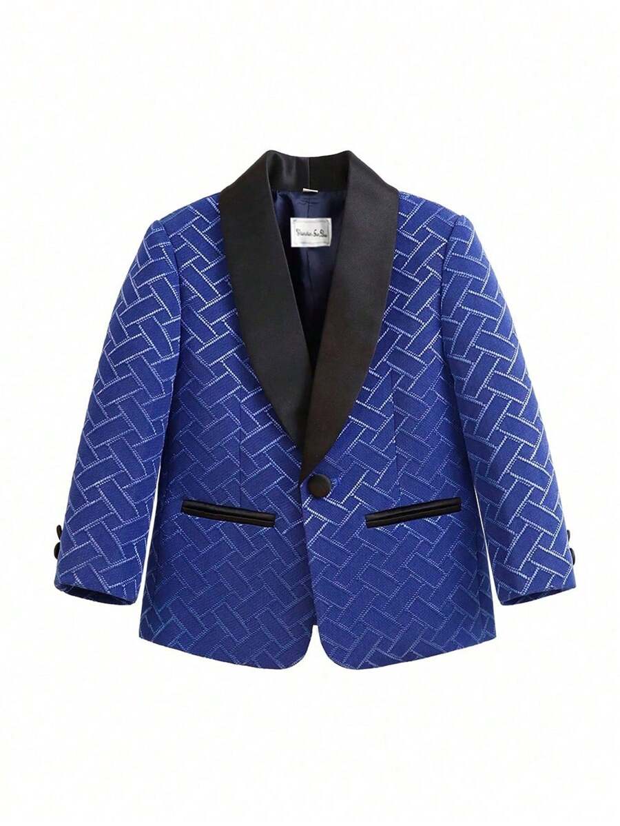 Kleine Jungen Jacke mit Schalakragen, geeignet für Feiertage, Partys, Geburtstage, formelle Anlässe, Weihnachten - Blau - Übersicht 1