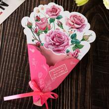 1 pieza Tarjeta de felicitación con ramo 3D desplegable - Perfecta para Navidad, San Valentín, Día de la Madre y Día del Padre - Regalo creativo hecho a mano para familia, amigos y seres queridos, ideal para Navidad
