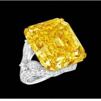 Lyxig fyrkantig gul Cubic Zirconia förlovningsring för kvinnor, glamorös löfte och jubileumspresent, gnistrande ädelsten, perfekt för erbjudande, alla hjärtans dag och bröllop