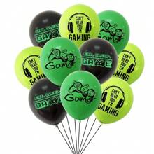 18pcs Video Game Party Balloons Set - Black & Blue Latex, Ideal For Teenage Gamer Birthday