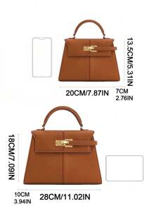 New Trapezoid PU Leather Women's Handbag, High-End Versatile Crossbody Bag, Fashionable Niche Hand Carry Tote Bag For Commute - màu nâu - Xem 4
