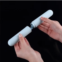 1pc Travel Portable Toothbrush Case, Plastic Toothbrush Storage Box, Simple Striped Travel Toothbrush Holder - Multicolor - View 7
