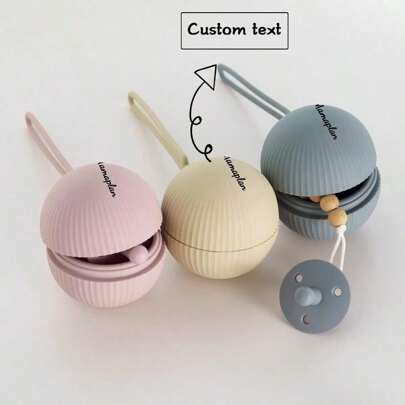 1pc Baby Silicone Personalized Customization Name Pacifier Holder Custom Baby Nipple Container Print On Demand Baby Pacifier Box,Letter,Ornamental,Exquisite,Stylish,Modern,Casual,Custom,Personalised,Unique,Customized,Ideal Gifts For Him,Ideal Gifts For Her,Son,Daughter Back To School
