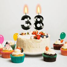 1支生日派对蛋糕装饰蜡烛，镀金数码黑色精致生日蜡烛，婚礼和生日用品，家居和派对装饰 - 黑色 - 查看 5