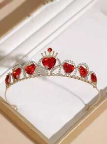 1 pieza Diadema con cristal de corazón de aleación para niñas