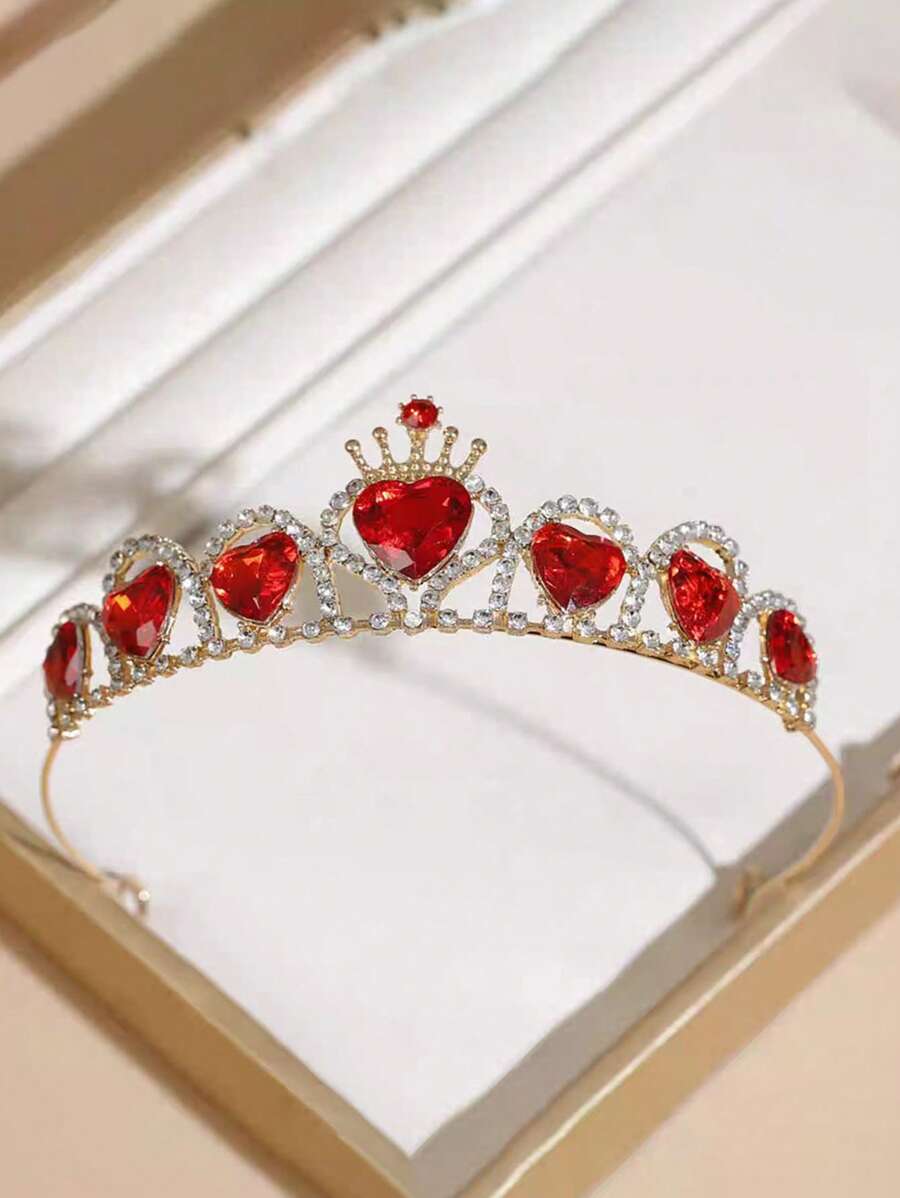 1 pieza Diadema con cristal de corazón de aleación para niñas