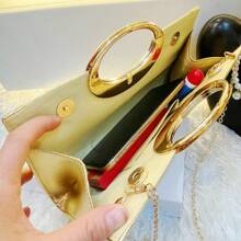 New Luxury Sparkling Clutch Bag, Small Square Purse For Women, Evening Party Bag, Bride Shoulder Bag, Fully Rhinestone Decorated - Gold - View 10