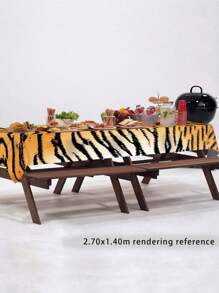 1 khăn trải bàn in họa tiết động vật - Họa tiết báo/hổ/ngựa vằn/hươu cao cổ, khăn trải bàn polyester nhiều kích cỡ, thích hợp cho trang trí sở thú/sinh nhật, tiết lộ giới tính, đám cưới và dã ngoại ngoài trời - Nhiều màu - Xem 9