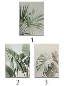 1/3Pcs, Unframed, High Quality Print Painting, Modern Style, Green Leaves, Botanical Natural Scenery, Creative Trio, Wall Art Poster, Home Decoration, Suitable For Living Room, Sofa, Bed, Hallway, Bedroom, Bathroom, Office, Perfect Art Gift